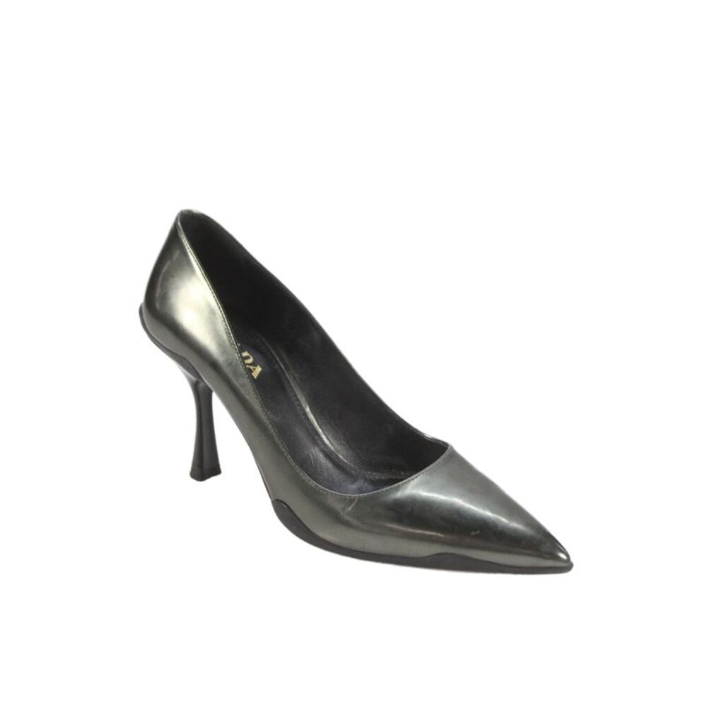 Prada Womens Leather Pointed Toe Classic Pumps Green Black Size 36 6